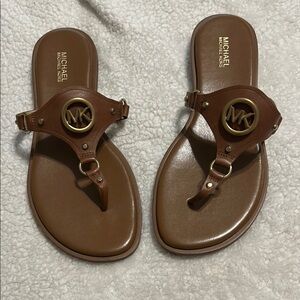Michael Kors Tan Sandals with Gold Logo
